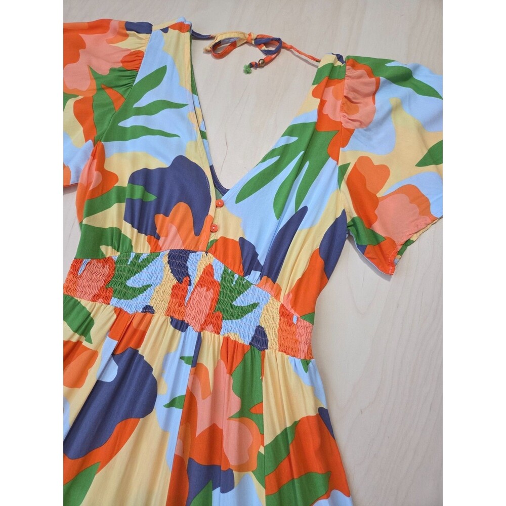 Abel the Label Anthropologie Hilda Floral Maxi Dress Smocked Waist Size Small